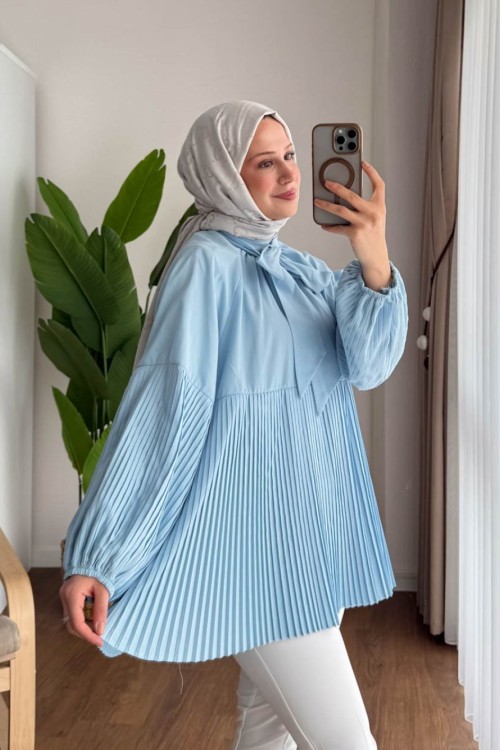 Piliseli Salaş Tunik Mavi