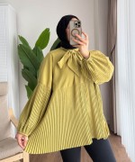 Piliseli Salaş Tunik Yağ Yeşili