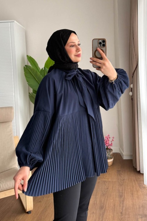 Piliseli Salaş Tunik Lacivert