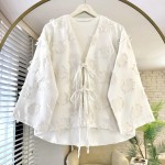 Püsküllü Keten Kimono Ekru