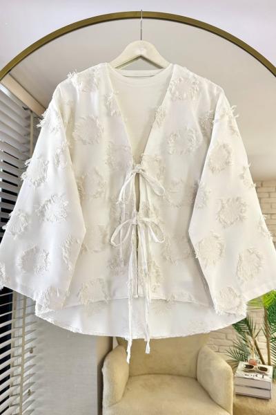 Püsküllü Keten Kimono