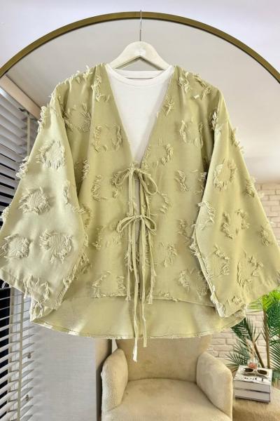 Püsküllü Keten Kimono