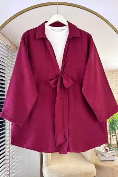 Önü Bağlamalı Kimono Bordo