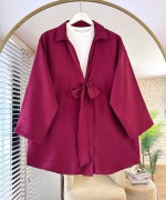 Önü Bağlamalı Kimono Bordo
