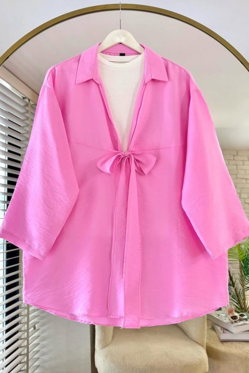 Önü Bağlamalı Kimono Pembe