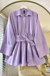 Yarım Patlı Beli Kuşaklı Gömlek