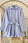 Yarım Patlı Beli Kuşaklı Gömlek