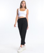 Beli Lastikli Gabardin Pantolon Siyah