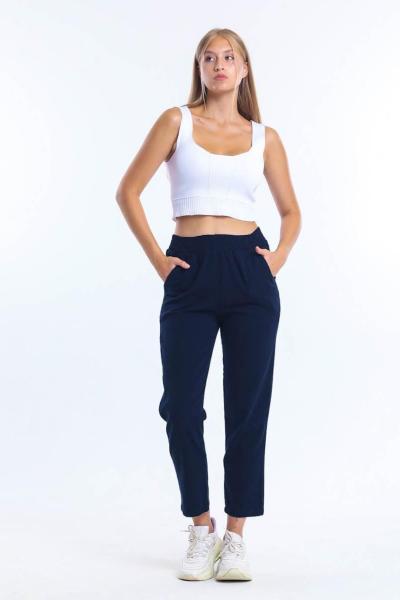Beli Lastikli Gabardin Pantolon Lacivert