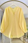 V Yaka Modal Gömlek Sarı