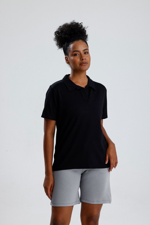 Polo Yaka Oysho Tshirt Siyah