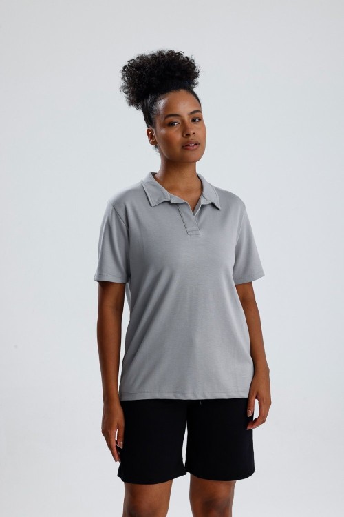 Polo Yaka Oysho Tshirt Gri