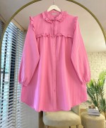 Fırfır Detaylı Tunik Pembe
