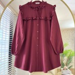 Fırfır Detaylı Tunik Bordo