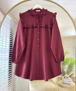 Fırfır Detaylı Tunik Bordo