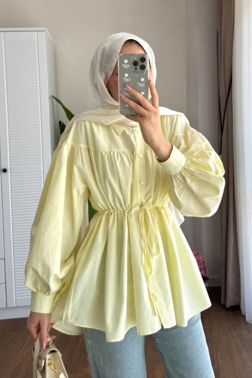 Beli Tünelli Tunik Sarı