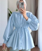 Beli Tünelli Tunik Mavi
