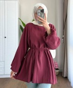Balon Kol Modal Tunik Bordo