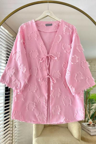 Uzun Püsküllü Kimono Pembe