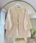 Uzun Püsküllü Kimono Bej