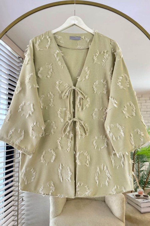 Uzun Püsküllü Kimono Yeşil