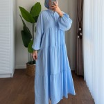 Oversize Müslin Elbise Mavi