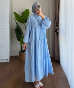 Oversize Müslin Elbise Mavi