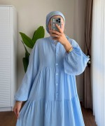 Oversize Müslin Elbise Mavi