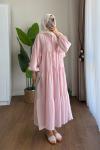 Oversize Müslin Elbise Pembe