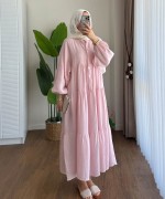 Oversize Müslin Elbise Pembe