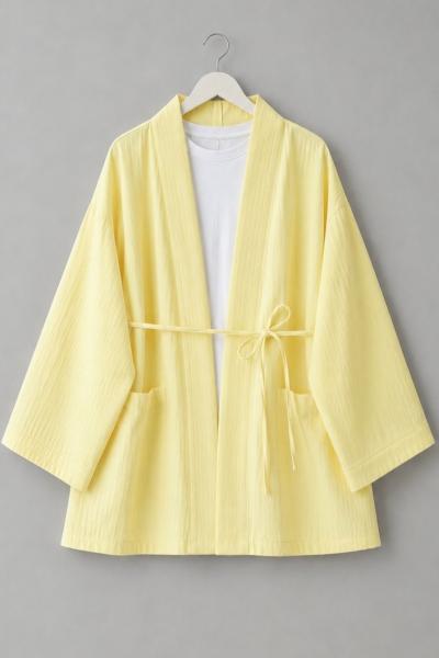 Cepli Müslin Kimono Sarı