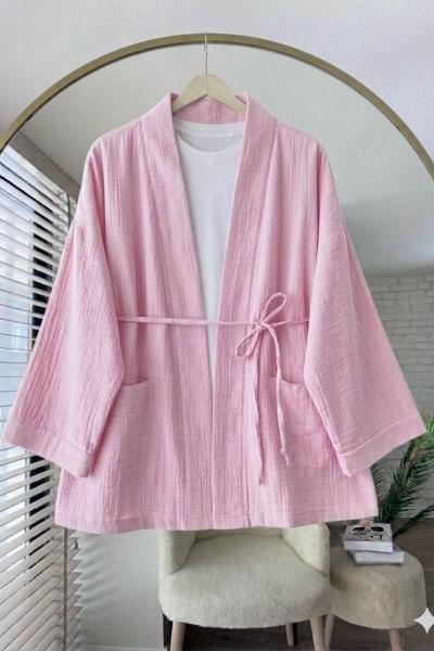 Cepli Müslin Kimono Pembe