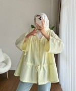 Büzgülü Poplin Kimono Sarı