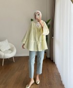Büzgülü Poplin Kimono Sarı