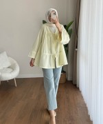 Büzgülü Poplin Kimono Sarı