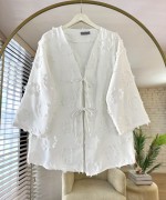 Uzun Püsküllü Kimono Beyaz