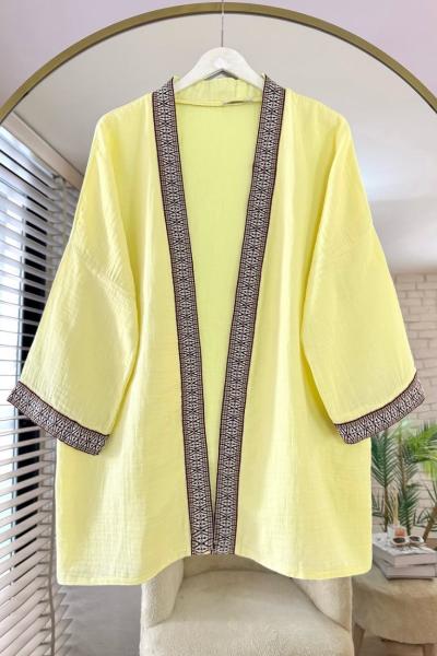 Kilim Şeritli Müslin Kimono