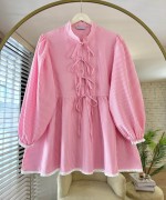 Güpür Detaylı Gofre Tunik Pembe
