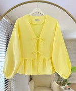 Fırfırlı Müslin Kimono Sarı