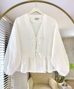 Fırfırlı Müslin Kimono Beyaz