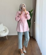 İncili Poplin Tunik Pembe