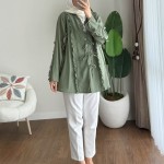 Fırfırlı Keten Kimono Yeşil