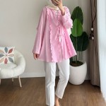 Fırfırlı Keten Kimono Pembe