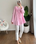 Fırfırlı Keten Kimono Pembe