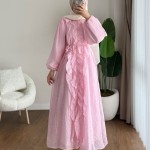 Kuğu Fırfırlı Elbise Pembe