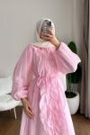 Kuğu Fırfırlı Elbise Pembe