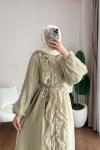 Kuğu Fırfırlı Elbise Yeşil