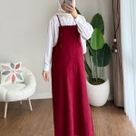 İpli Askılı Gabardin Jile Bordo