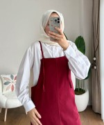 İpli Askılı Gabardin Jile Bordo