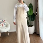 İpli Askılı Gabardin Jile Bej